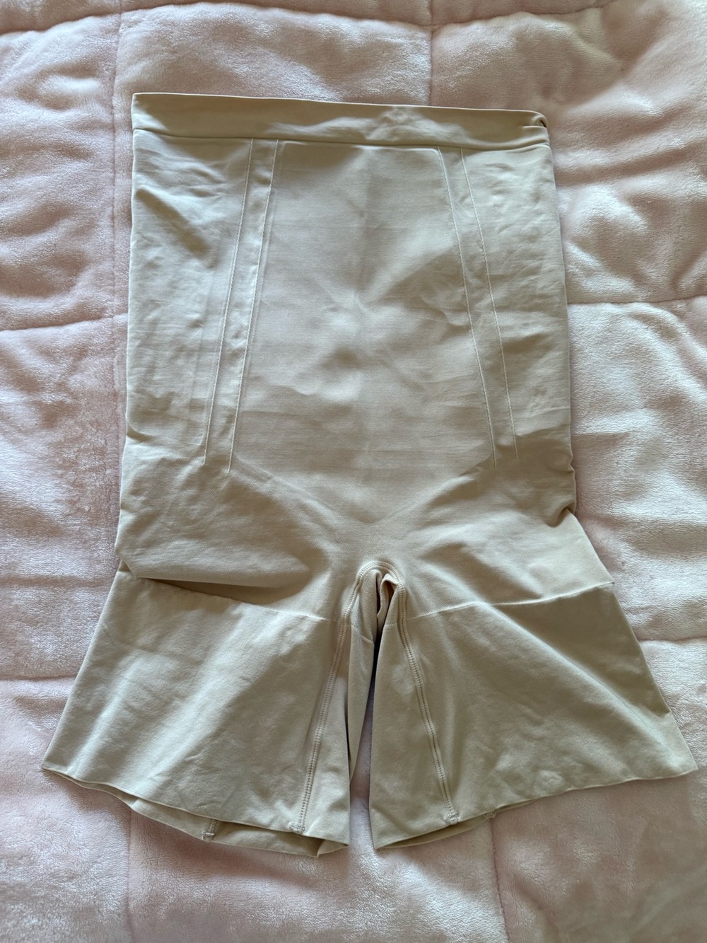 SPANX High-Waist Shaping Shorts in Light Tan
